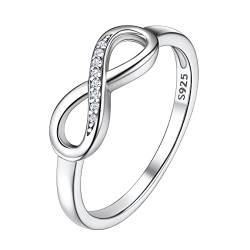 Suplight Unendlichkeit Ringe Damen 925 Sterling Silber Ringe Solitärring Zirkonia Infinity Silberschmuck Größe 57 von Suplight