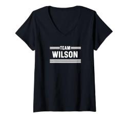 Damen Team Wilson - Familienname T-Shirt mit V-Ausschnitt von Support Your Favorite Team by MJ