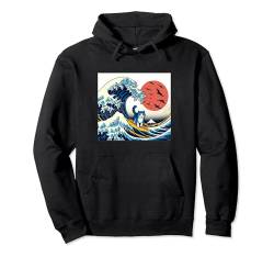 Surfing Cat Hokusai Great Wave Off Kanagawa Japanese Retro Pullover Hoodie von Surfing Cat Hokusai Great Wave Off Kanagawa Japan