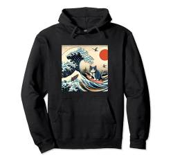 Surfing Cat Hokusai Great Wave Off Kanagawa Japanese Retro Pullover Hoodie von Surfing Cat Hokusai Great Wave Off Kanagawa Japan