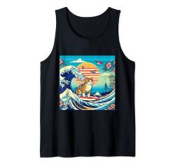 Surfing Cat Hokusai Great Wave Off Kanagawa Japanische Kunst Tank Top von Surfing Cat Hokusai Great Wave Off Kanagawa Japan