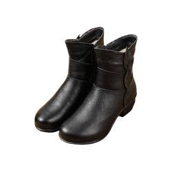 Schnürstiefeletten Damen Winter Fellgefütterte Winterschuhe Flach Schnee Stiefel Wasserdicht Warme Chelsea Boots Damenwinterschuhe Thermo Schnürstiefeletten Stiefel Klassische Schuhe Winterstiefel von Surttan