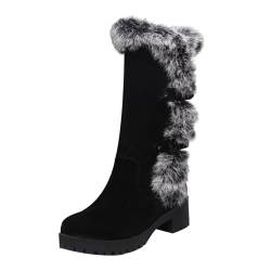 Winterstiefeletten Damen Fellgefütterte Wasserdicht Boots Schneeschuhe Elegant Klassische Boots Schnee Stiefel Casual Schnürstiefeletten Chelsea Boots Gefüttert Damenwinterschuhe Keilstiefeletten von Surttan