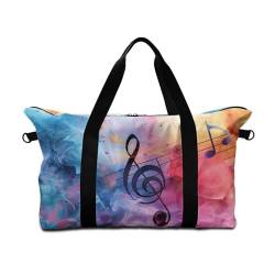 Surwin Reisetasche Handgepäck, 3D Musiknote Muster Handgepäck Tasche für Flugzeug 25L Weekender Tasche Sporttasche mit Abnehmbar Schultergurt für Herren Damen (Aquarell) von Surwin