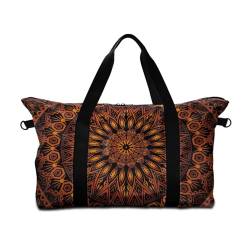 Surwin Reisetasche Handgepäck, Mandala Stil 3D Drucken Handgepäck Tasche für Flugzeug 25L Weekender Tasche Sporttasche mit Abnehmbar Schultergurt für Herren Damen (Braun) von Surwin