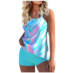 Tankini Damen Set Bademode Set Sport Badeanzug Damen Tankini Mit Shorts Bademode Sommer Elegant Badeanzüge Oberteil Mit Badeshorts Strandkleid Strandmode Große Größen Tankini Damen Bauchweg von Susenstone