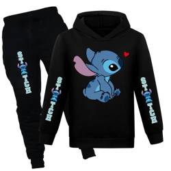 Mädchen Cartoon Hoodie Set Kinder Prinzessin Kapuzenpullover Sweatshirt Casual Langarm Kleidung Anzug für 4-13 Jahre (DE/NL/SE/PL, Alter, 12 Jahre, 13 Jahre, Regular, Black) von Suyaluoi