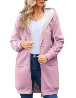 Svanco Damen Hoodie Kapuzenpullover Sweatshirt Langarm Pullover Langen Mantel Jacke Tops Outwear für Herbst und Winterr Classics Causal Zipper Fleece Extra Lang 2 Taschen von Svanco