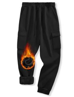 Svanco Thermo Jogginghose Herren Gefüttert Fleecehose Warm Trainingshose Winter Lang Sporthose mit Taschen Kuschelhose mit Kordelzug von Svanco