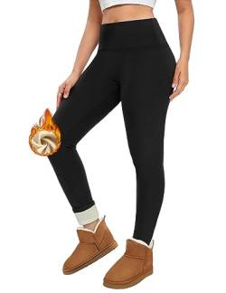 Svanco Thermo Leggings Damen Gefüttert Fleece Winter Warme Strumpfhose Thermoleggins mit Verdickte Teddy Plüsch High Waist Leggins Dicke Blickdicht Fleecehose von Svanco