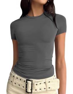 Svanco Top Teenager Mädchen Enge Tshirt Damen Kurzarm Sommer Oberteile Slim Fit Shirt Crop Tight Streetwear von Svanco