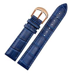 Svapo Für Brand Watch Bracelet Belt Woman Watchbänder echtes Leder -Armband -Band 10 12 14 16 18 20 22mm Multicolor -Uhren -Bänder(Blue rosegold,22mm) von Svapo