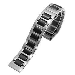 Svapo Für Frauen Mann Keramikarmband Edelstahl Kombination Watchband 12 14 15 16 18 20 22mm Gurt Fashion Watch Watchwatch Band(Black silver,18mm) von Svapo