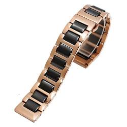 Svapo Für Frauen Mann Keramikarmband Edelstahl Kombination Watchband 12 14 15 16 18 20 22mm Gurt Fashion Watch Watchwatch Band(Rose gold black,22mm) von Svapo