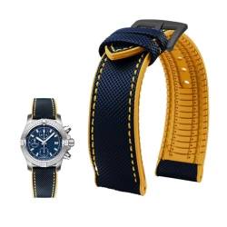 Passend for Breitling, Passend for Citizen, Passend for Tissot, Passend for Omega 20, 22 mm, 23 mm, 24 mm, Nylon-Fluorkautschuk-Armband, weiches Silikonarmband, Herren-Uhrenarmband(Blue yellow blackA, von Svincoter