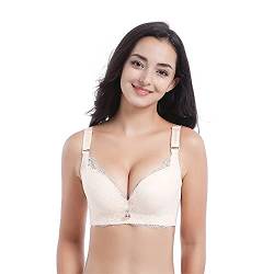 Swbreety Damen Push Up BH Komfort Gepolstert Bügel Spitze BH Lift Up Everyday BH, Hautfarben, 90A von Swbreety