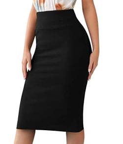 Sweet Hearts Damen Basic Stretch Bleistiftrock - Regular & Plus Size- Unterdem Knie Office Midi Bodycon Nylon Rock, schwarz, Mittel von Sweet Hearts