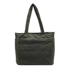 Damen Große Kapazität Büchertasche Leichte Nylon Schultertaschen Casual Handtasche Top Griff Geldbörse für Pendeln und Schule, Grün von Sxett