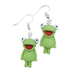 Sxett Ohrringe mit Frosch-Anhänger, Grün für Damen, niedliches Accessoire, Schmuck, rosa für Frosch, einfache kleine baumelnde Ohrringe, Trending P, Siehe Beschreibung von Sxett