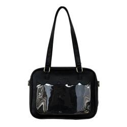 Sxett PU Crossbody Bag Cute Ita Bag Pin Display Bag Handtasche für verschiedene Anlässe, Schwarz , Small von Sxett