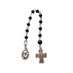 Sxett Trend schwarzes Perlenkreuz-Armband, katholisches Rosenkranz-Armband, einfaches Kreuz-Armreif, Must-Have Accessoire für Damen und Herren von Sxett