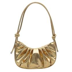 Trendige Achseltasche für Damen, große Kapazität, Schultertasche, plissiert, Unterarmtasche, modische Handtasche, süße Kuriertasche, Gold von Sxett