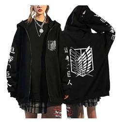 Sybnwnwm Anime Attack on Titan Hoodie Jacket Levi Ackerman Cosplay Zip Up Coat Kapuzenpullover von Sybnwnwm