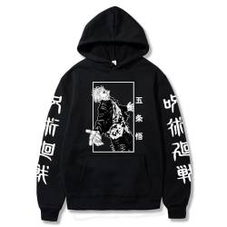 Anime Jujutsu Kaisen Satoru Gojo Hoodie Übergroße Herbst Winter Fleece Sweatshirt Männer Frauen Langarm Pullover (Schwarz,XL) von Syedeliso