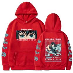 Dämon Slayer Japan Anime Männer Frauen Hoodie Harajuku Muichiro Tokito Grafik Druck Sweatshirt Streetwear Pullover (Rot,M) von Syedeliso