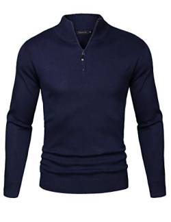 Sykooria Pullover Herren Stehkragen 1/4 Half Zip Arbeitspullover Baumwolle Rollkragenpullover Stretch Winterpullover Herbst Winter Langarm Poloshirt Sweater von Sykooria