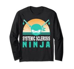 Systemische Sklerose Ninja Bewusstsein Lustiges blaugrünes Band Unterstützung Langarmshirt von Systemic Sclerosis Awareness Products (Lwaka)