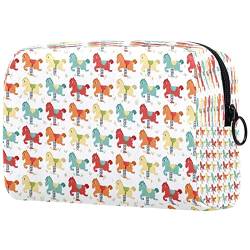 Cartoon-Trojanisches Pferd Kulturtasche Für Damen Kosmetiktasche Reise Kulturbeutel Faltbar Schminktasche Wasserdicht Make-Up Organizer 18.5x7.5x13cm von SzELL