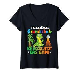 Damen Cooler Dino Kinder Gymi Gymnasium Einschulung 5.Klasse T-Shirt mit V-Ausschnitt von T-Rex Dinosaurier Einschulungsgeschenk Jungen