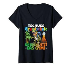 Damen Cooler Dino Kinder Gymi Gymnasium Einschulung 5.Klasse T-Shirt mit V-Ausschnitt von T-Rex Dinosaurier Einschulungsgeschenk Jungen