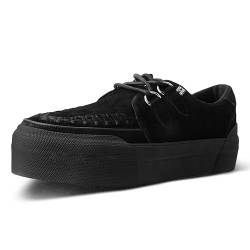 T.U.K. Stacked Creeper Sneaker - Herren & Damen Schuhe - Farbe Black Suede - Punk, Goth und Rocker Style Leder und Wildleder Schnürschuhe - Größe EU38 von T.U.K.