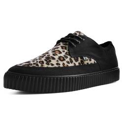 T.U.K. Pointed Creeper Sneakers - Herren und Damen Schuhe - Farbe Black Canvas and Leopard Print - Punk Goth und Rocker Style Canvas Print und Wildleder Schnürschuhe - Größe EU42 von T.U.K.