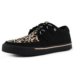 T.U.K. Vegan Creeper Sneaker - Herren & Damen Schuhe - Farbe Black Canvas & Leopard Print - Punk, Goth und Rocker Style Leder und Wildleder Schnürschuhe - Größe 40 von T.U.K.