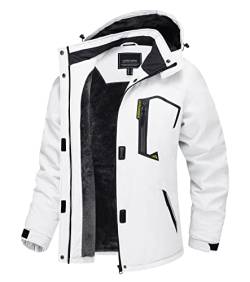 TACVASEN Damen Winddicht Rengenjacke Atmungsaktiv Fleece Winter Wanderjacke Funktion Freizeitjacke Camping White Women Jacket, Weiß, L von TACVASEN