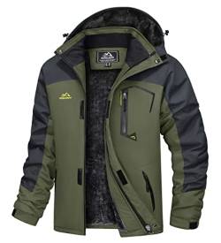 TACVASEN Herren Arbeitsjacke Winter Angeljacke Übergangsjacke Regenjacke Outdoorjacke Wasserdicht Atmungsaktiv Winddicht, Armeegrün, XXL von TACVASEN