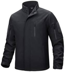 TACVASEN Herren Übergangsjacke Softshell Jacket Atmungsaktiv Winddichte Outdoorjacke Funktionsjacke mit Tasche (M, Schwarz) von TACVASEN