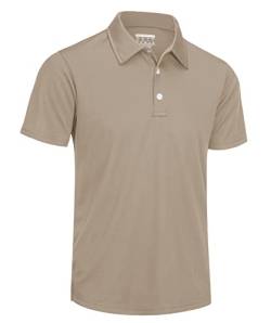 TACVASEN Herrenshirts Polo Kurzarm Tee Shirts Sportshirts Freizeit Casual Polohemd Männer Atmungsaktiv (XXL, Khaki) von TACVASEN