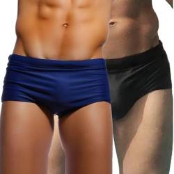 Taddlee Herren-Bademode, sexy Badehose, Bikini, Board-Shorts, Boxer-Badeanzüge, 2er-Pack, Schwarz und Blau, Large von TADDLEE