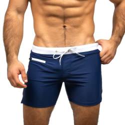 Taddlee Herren Bademode Badeshorts Trunks Square Cut Schwarz Blau Badeanzüge Boxer, blau2, Small von TADDLEE