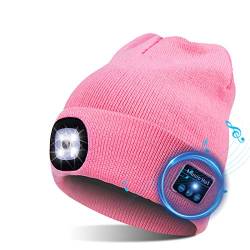 TAGVO USB LED Mütze Kappe Bluetooth 5.0 Mütze, Integrierter Stereolautsprecher & Mikrofon, Winter Warm Gestrickte Beleuchtung Drahtlose Bluetooth Headset Musik Hut für Laufen Wandern Herren Damen von TAGVO