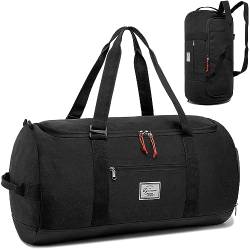 Sporttasche Herren Groß 60L Reisetasche Sport Tasche Rucksack mit Schuhfach Wasserdicht Trainingstasche Damen Fitness Gymtasche Leichte für Weekender Gym, Reise, Schwarz von TAIHOYIN