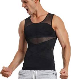 TAILONG Herren Kompressionsshirt für Body Shaper Schlankheits Weste Enge Bauch Unterwäsche Tank Top, Schwarz, L von TAILONG