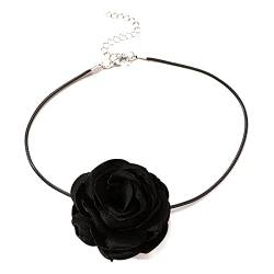 TAKOXIA Halsketten für Damen, Blumen-Choker-Halsketten, Wachsfaden, brennender Rand, Blumenhalsband, perfekt für Bankett, Sommerausflüge, Schmuck, As shown in the figure, Stoff von TAKOXIA