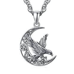 TANGPOET Rabe Halskette 925 Sterling Silber Krähe Halskette Mond Keltische Knoten Anhänger Raben Kette Halloween Gothic Schmuck Geschenke für Damen Herren von TANGPOET