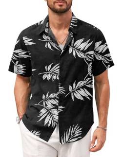 TARAINYA Hawaii Hemd Männer Hawaiihemd Herren Kurzarm Hawaii Outfit Kostüm Funny Lustig Palme Flamingos Floral Palmblatt 2XL von TARAINYA