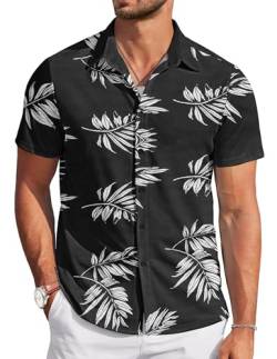 TARAINYA Hawaii Hemd Männer Hawaiihemd Herren Kurzarm Hawaii Outfit Kostüm Funny Lustig Palme Flamingos Floral Palmblatt XL von TARAINYA